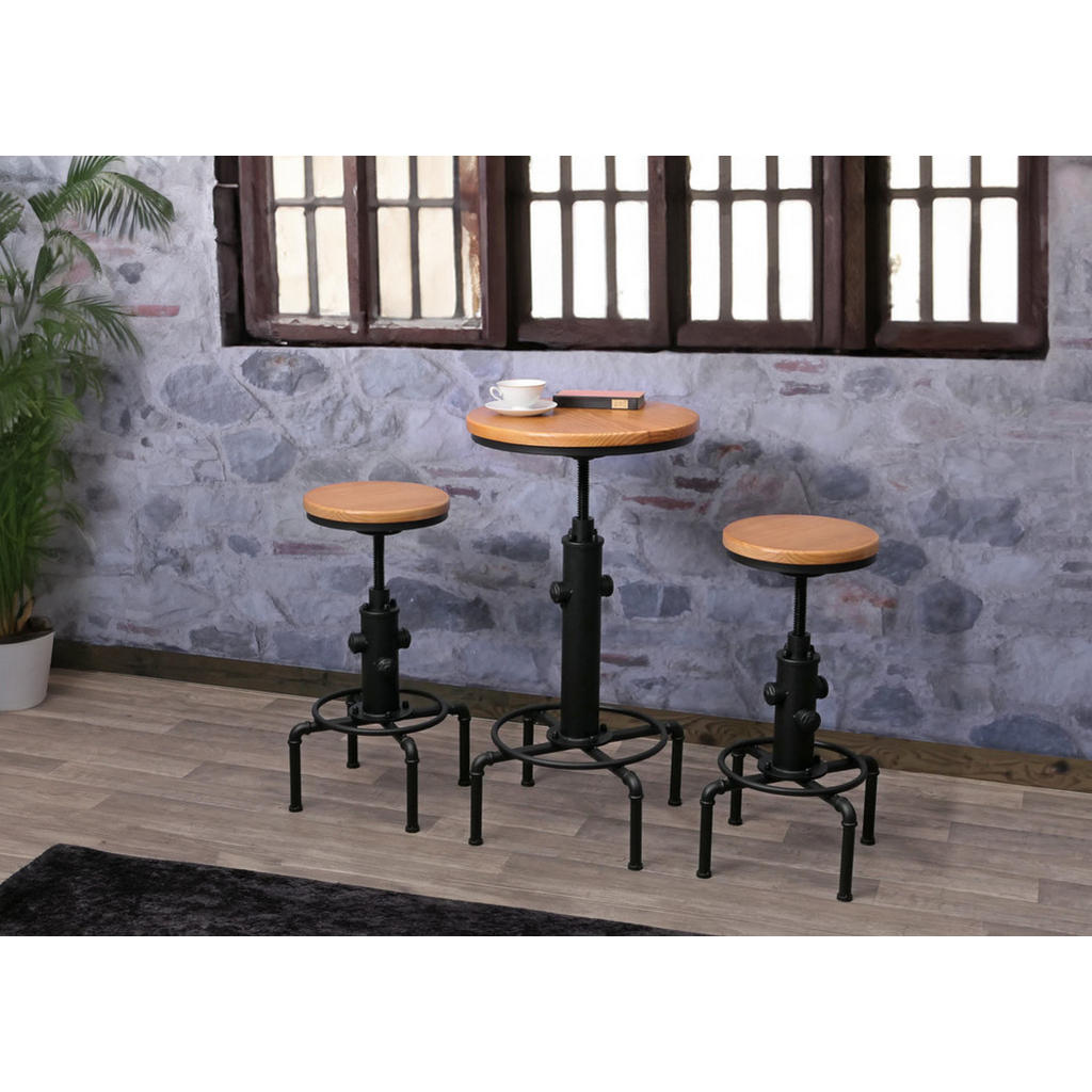 Thumbnail - MCW Bartisch, Schwarz, Beige, Holz, 50x104x50 cm, Esszimmer, Barmöbel, Bartische