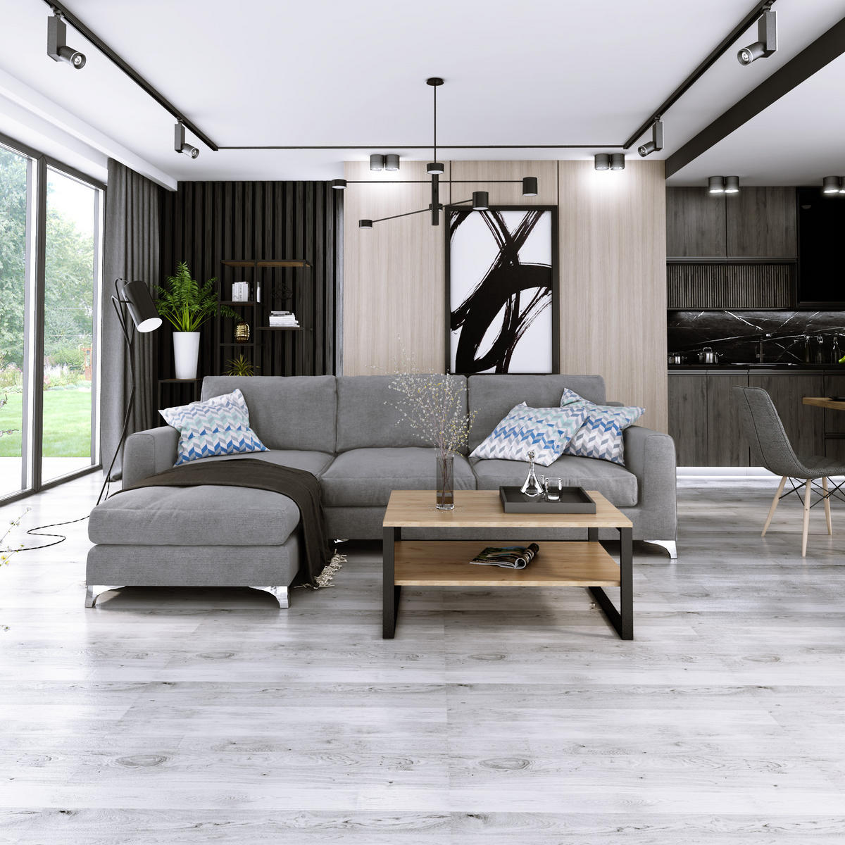 COUCHTISCH Basic rechteckig Goldene Eiche mit Metallbeinen - Eichefarben, Metall (90/60/47cm) - Design Möbel