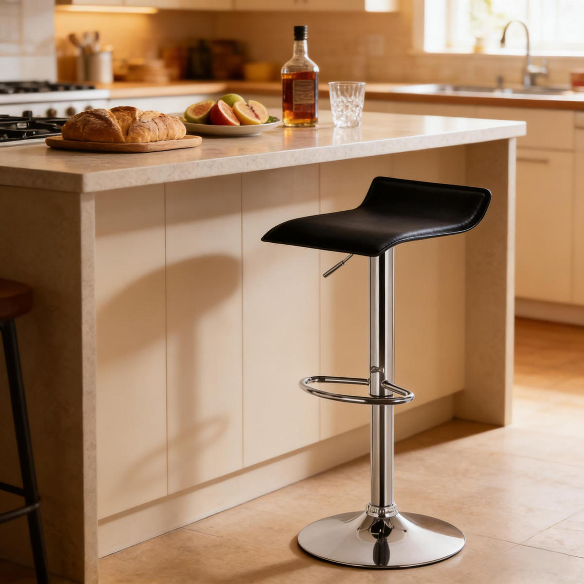 BARHOCKER DE-36094 Höhenverstellbar drehbar mit Kunstlederbezug Schwarz - Schwarz, Metall (39/84/38.5cm) - ComfortXL