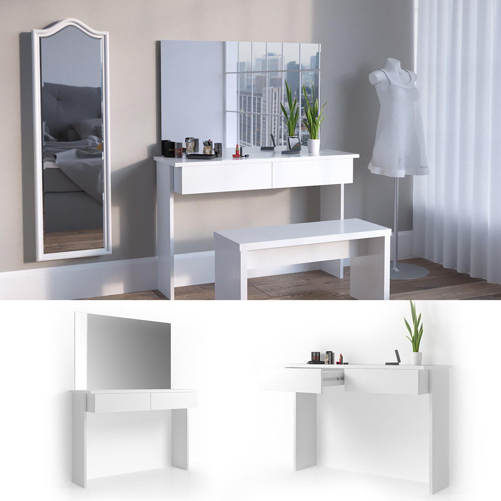 SCHMINKTISCH Azur Weiß 120 cm - Weiß, Holzwerkstoff (120/83/40cm) - Vicco