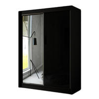 SCHRANK Schwarz VELIS Schiebetür Mit Spiegel 120 cm - Schwarz, Holzwerkstoff (120/215/61cm) - Sepro Meble