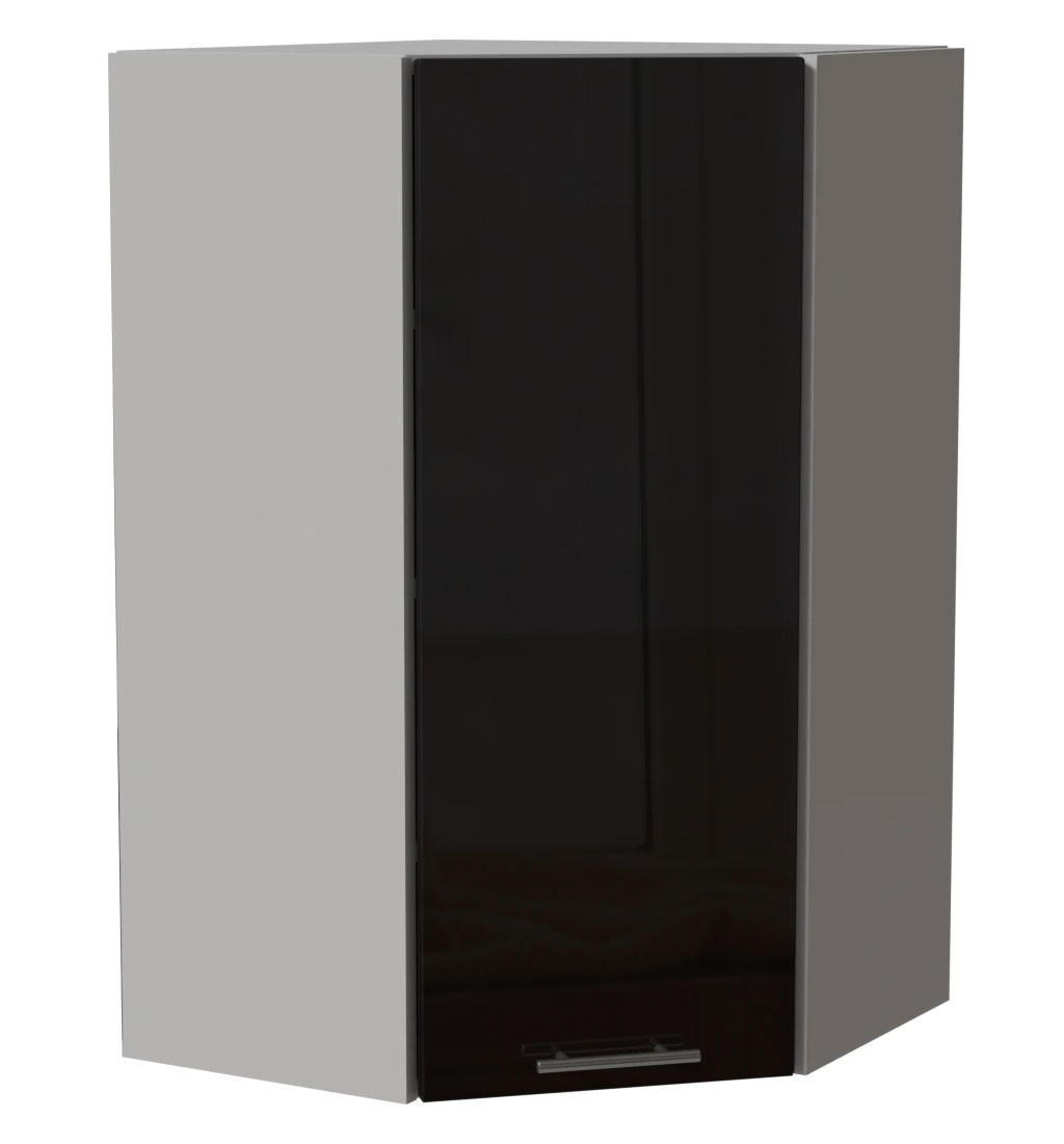 Feldmann-Wohnen Eck-Hängeschrank Schwarz Hochglanz, Grau 60x96x60 cm