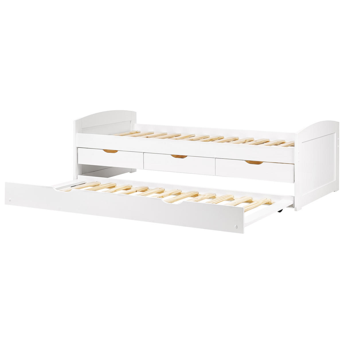 UTDRAGBAR SÄNG 90x200 cm vit Petiville - Vit, Trä (90/200cm) - Beliani