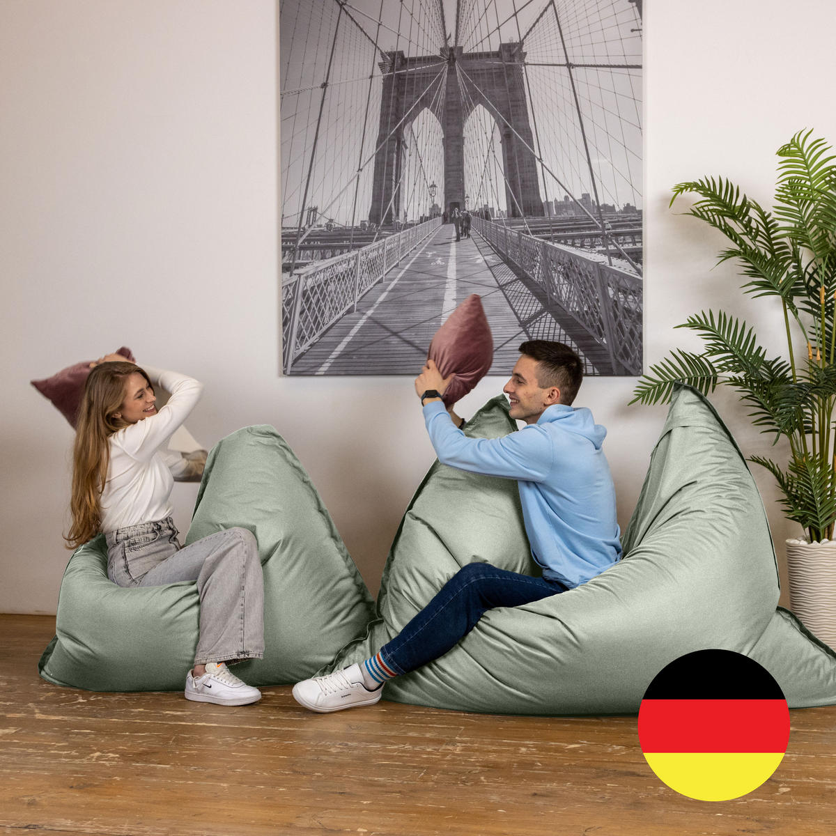 SITZSACK XXL Caree felsgrau, 140x180cm groß für Outdoor - Dunkelgrau/Grau, Textil (180/140/30cm) - Bruni