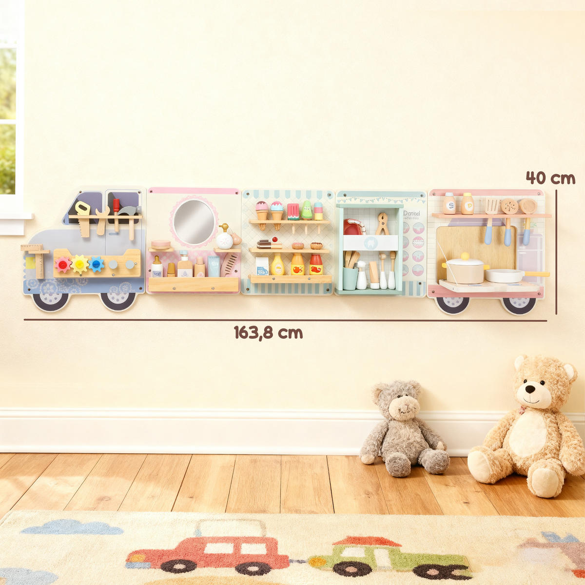 AKTIVITÄTSWAND MDF Holz Mehrfarbig - Multicolor, Holzwerkstoff (7.5/40/163.8cm) - AIYAPLAY
