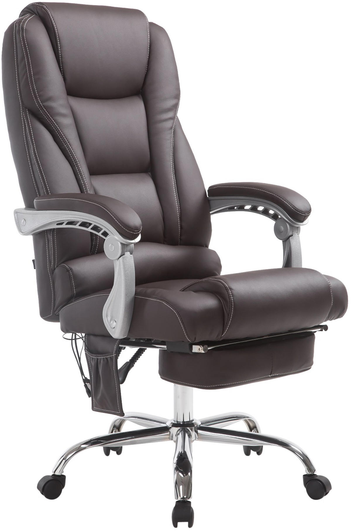 CHEFSESSEL Lederlook braun - Chromfarben/Braun, Textil/Metall (68/118/64cm) - CLP