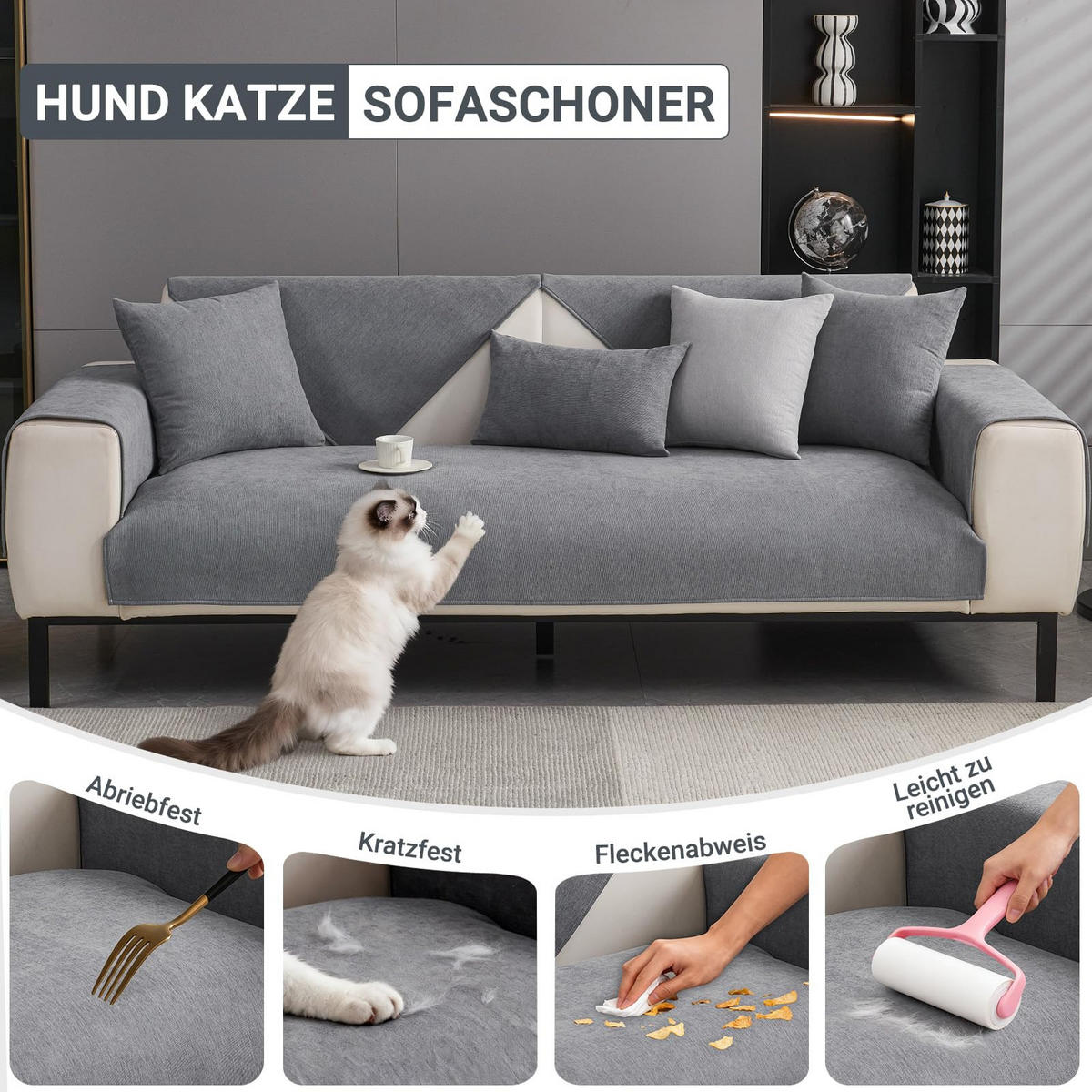SOFAÜBERWURF Dunkelgrau 90 x 180 cm 1 Stück - Dunkelgrau, Textil (90/180cm) - Kaket