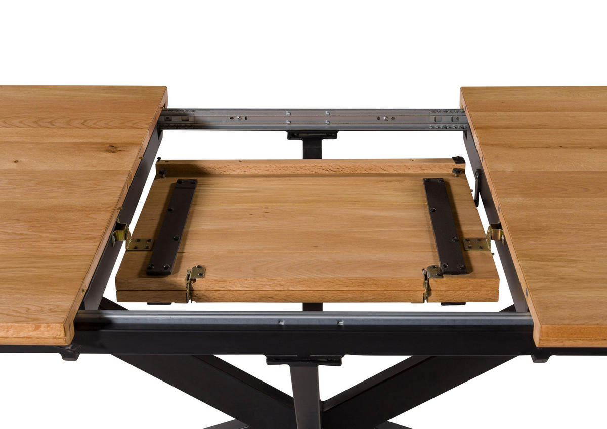 ESSTISCH ausziehbar 200-260x100x77 Wildeiche natur geölt LINDAU #33 - Braun, Holz (200/100/77cm) - Massivmoebel24