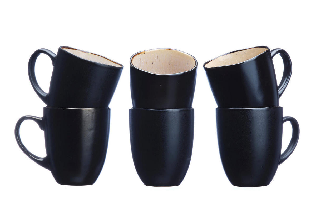 BECHER Iris 400ml - 6er-Set - Elfenbeinweiß - Weiß, Keramik (0.4L) - Björn