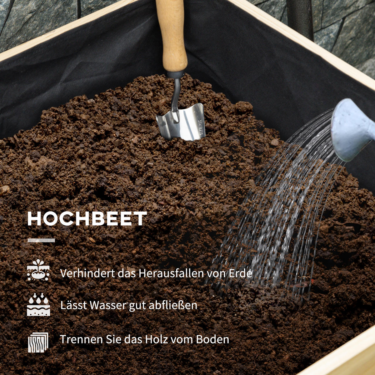 HOCHBEET, Natur+Grün, PE, Tannenholz - Naturfarben, Kunststoff (60/165/86cm) - Outsunny