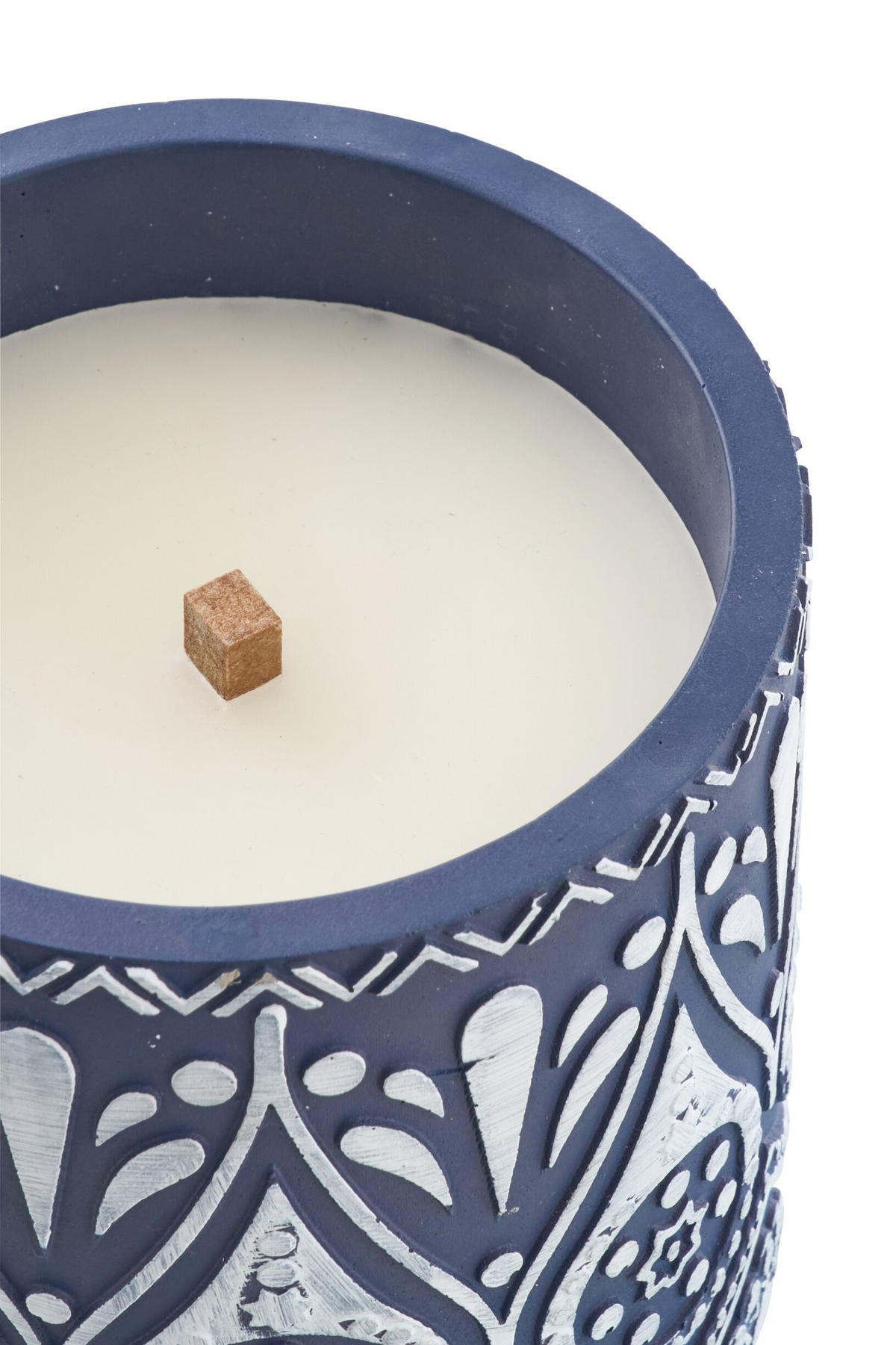 KERZE TERRACOTTA BW - Blau, Keramik (13/12.5/13cm) - J-Line