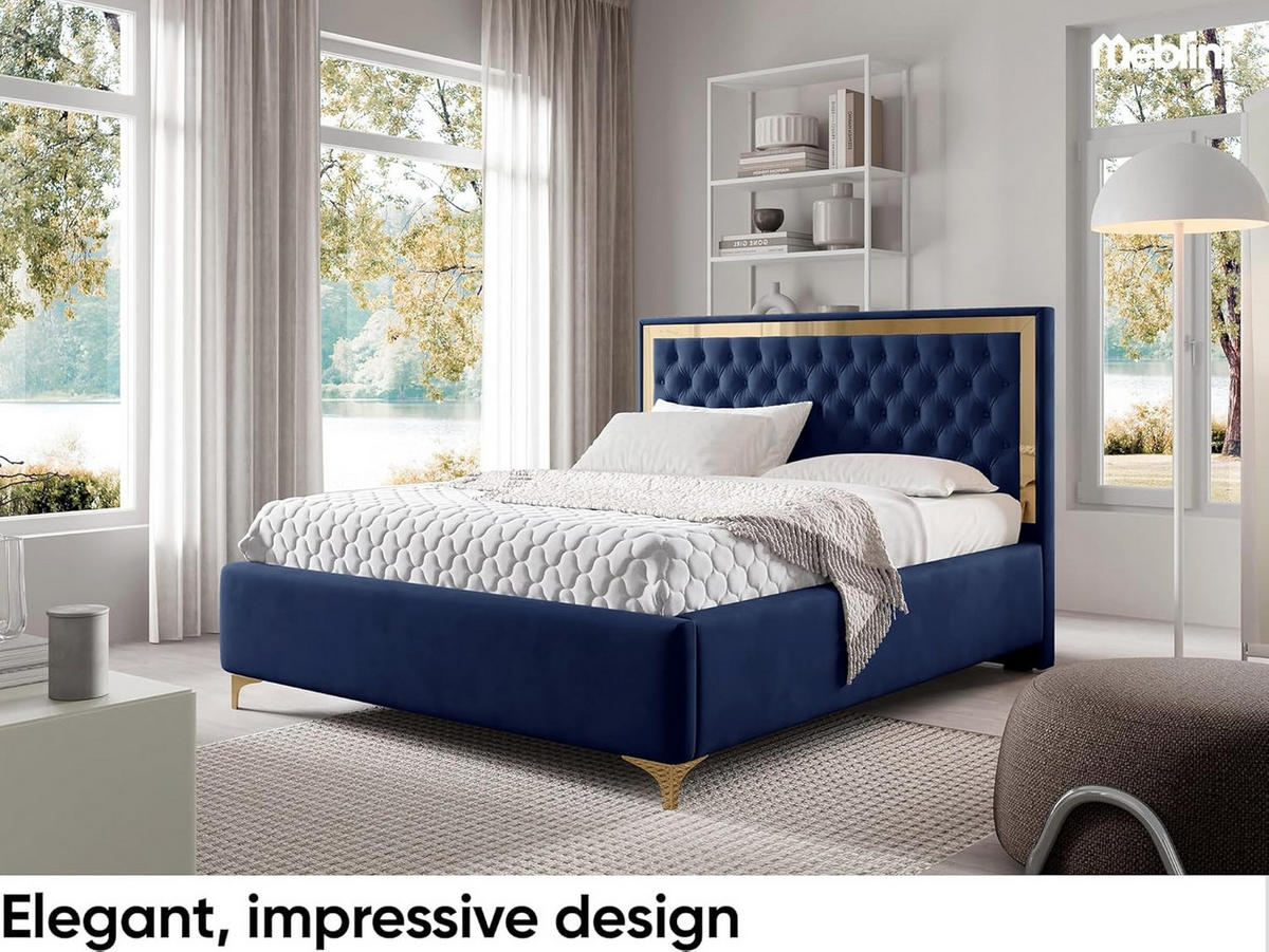 POLSTERBETT ARONA - Blau, Textil (120/200cm) - Meblini