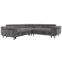 ECKSOFA QUADRO L - Grau Cord - Rechts Seite - Schwarz/Grau, Textil/Metall (269/269cm) - MKS