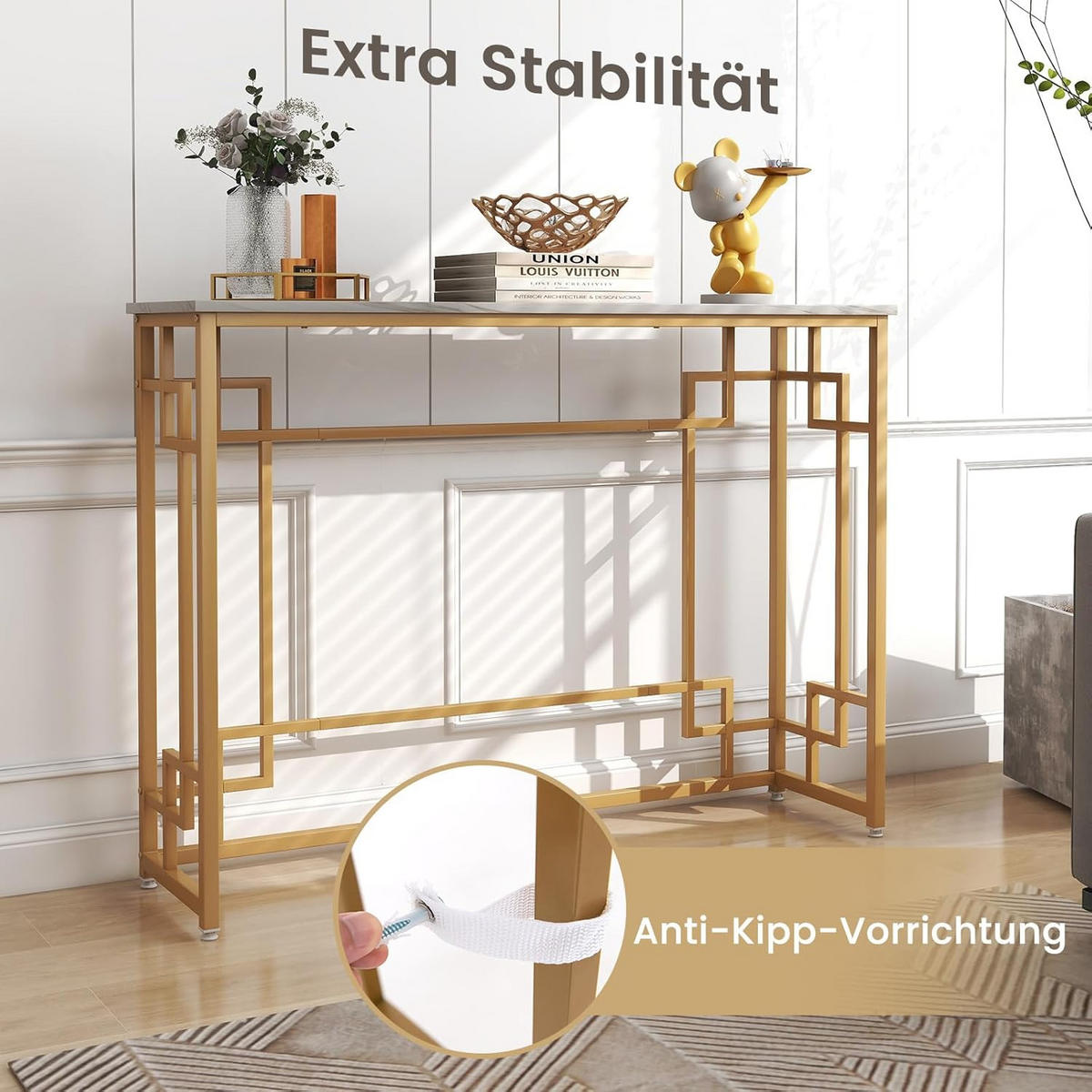 KONSOLENTISCH 81cm Weiß - Weiß, Metall (110/30/81cm) - COSTWAY