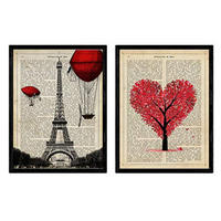 POSTER Set Mit 2 Vintage Paris Je T'Aime 24X30cm Schwarzer Rahmen - Schwarz, Papier (24/5/30cm) - Nacnic