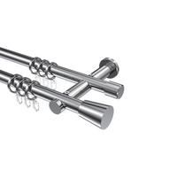 GARDINENSTANGEN-SET Platon Sitra 240 cm (geteilt in 2 x 120 cm), 2-läufig, 20 mm Ø Chrom - Chromfarben, Metall (240cm) - INTERDECO
