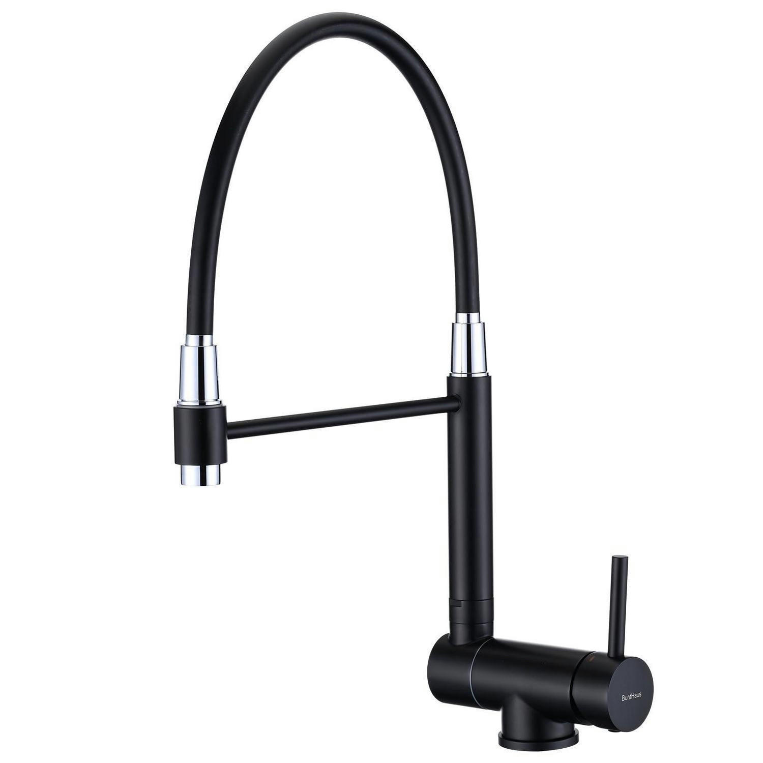 KÜCHENARMATUR ausziehbar faltbar 360° schwenkbar gebürsteter Edelstahl Mattschwarz - Schwarz, Metall (2.8/42.8/55cm)
