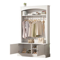 STANDGARDEROBE 120/40/190 cm in Weiß mit Kleiderstange, Sitzbank und Schuhablage - Weiß, Holzwerkstoff (120/190/40cm) - BEAOK