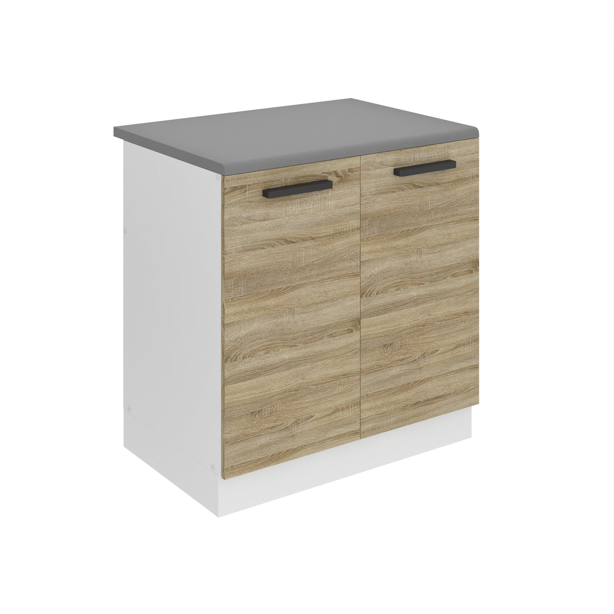 B BELINI GROUP SKŘÍŇKA POD DŘEZ 80 cm SDZ, s pracovní deskou, s 2 dvířky, Dub Sonoma