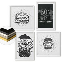 WANDBILDER 4er-Set - 50x50 cm & 40x60 cm Weißer Rahmen - Grafiken, Lebensmittel, kulinarische Slogans - Weiß, Kunststoff (50/50cm) - ArtPrintCave