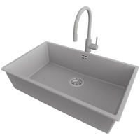 GRANITSPÜLE London Slim, 2-er set Grau 76/47 cm 1 Becken + Küchenarmatur 38/14 cm + Ablauf-Set ab 80er Unterschrank - Chromfarben/Grau, Kunststoff (76/20/47cm) - Primagran