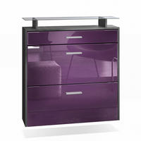 SCHUHSCHRANK Malea Fronten in Brombeer Hochglanz - Brombeere, Holzwerkstoff (89/96/23cm) - Vladon