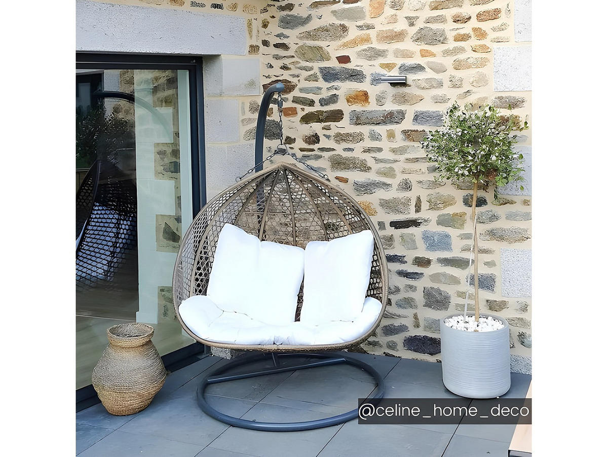 HÄNGESESSEL - 2 Personen - Harz - Beige - - Beige, Kunststoff (130/195/106cm) - Vente-Unique