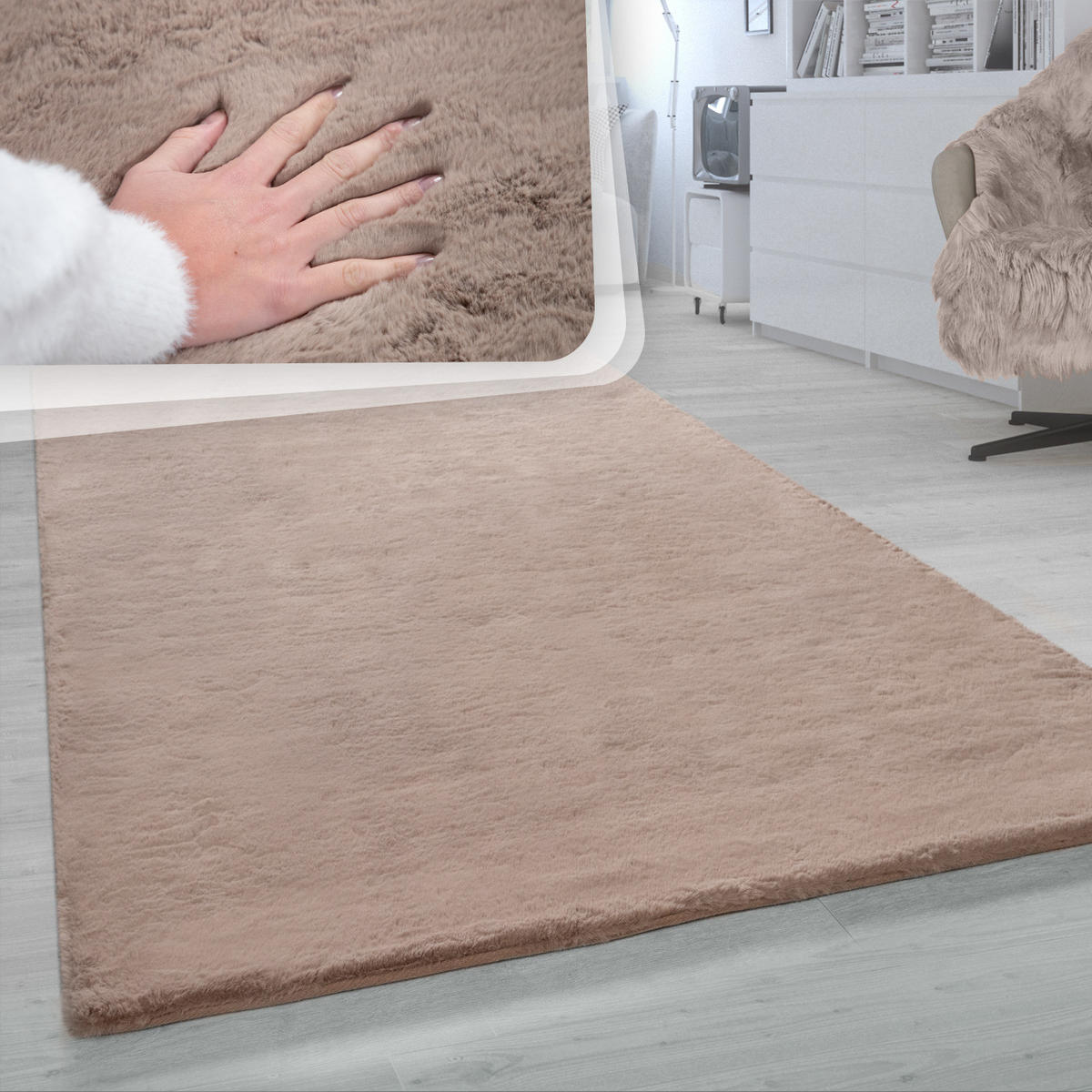 HOCHFLORTEPPICH 160/230 cm Rabbit 780 - Beige, Textil (160/230cm) - Paco Home