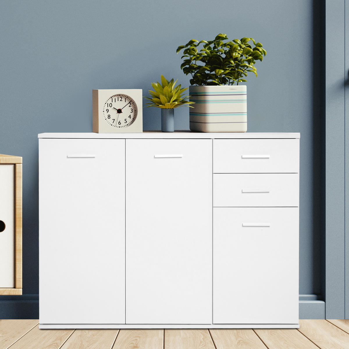 SIDEBOARD DE-11259 2 Schubladen Weiß - Weiß, Holzwerkstoff (106/76/35cm) - ComfortXL