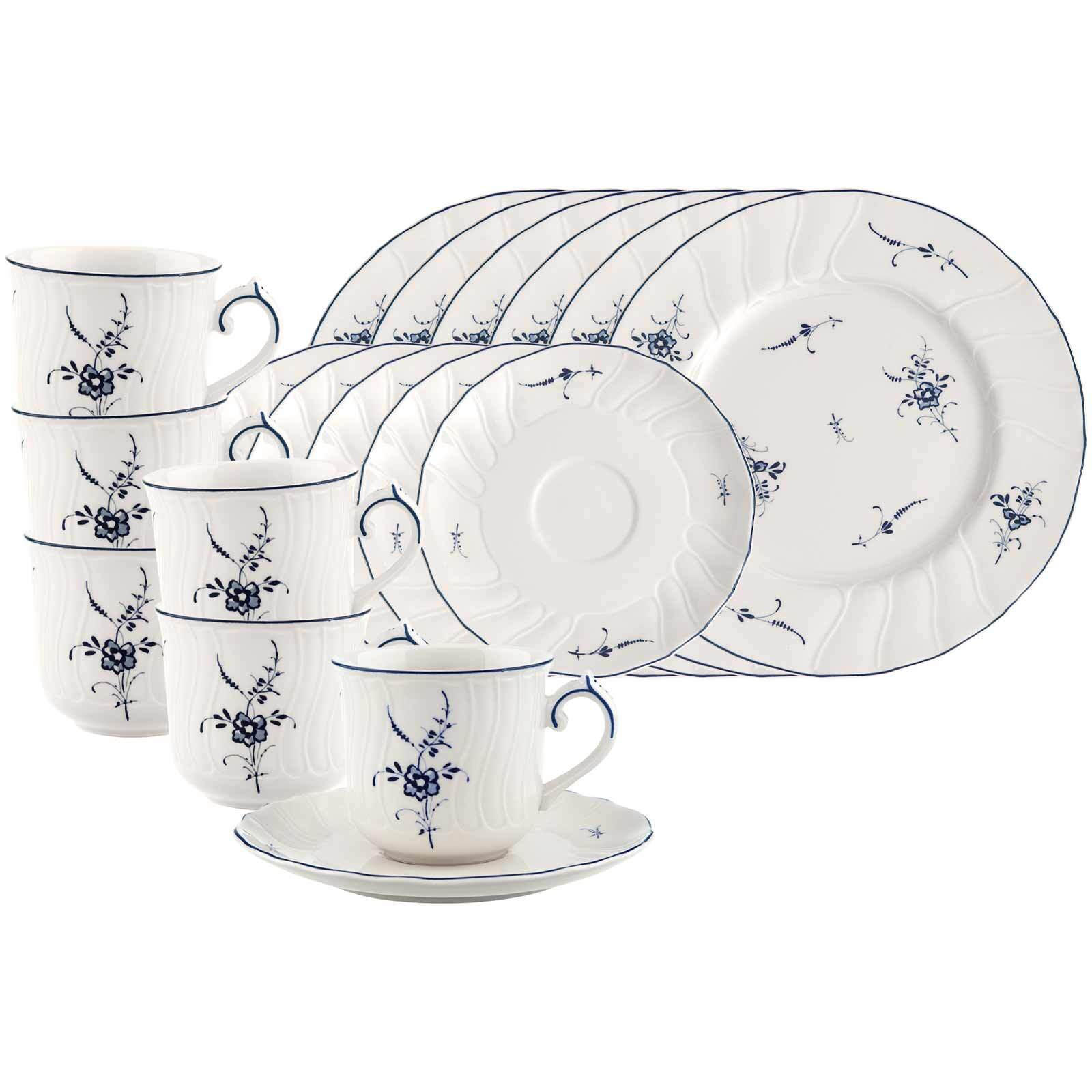 KAFFEESERVICE Vieux Luxembourg weiß-blau 18er Set - Blau/Weiß, Keramik (2/2/2cm) - Villeroy & Boch