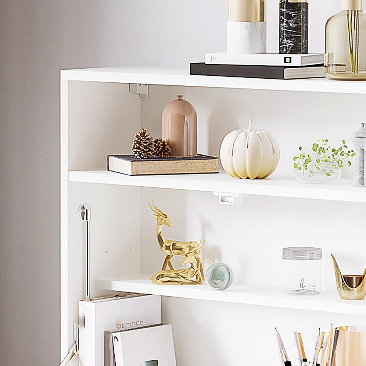 SCHREIBTISCHREGAL DE-14865 mit 3 Fächern Weiß - Weiß, Holzwerkstoff (64/20/60cm) - ComfortXL