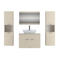 BADMÖBEL-SET LUMIRE III Kaschmir Matt mit Spiegel - Beige, Holzwerkstoff (80/52/46cm) - Lookway