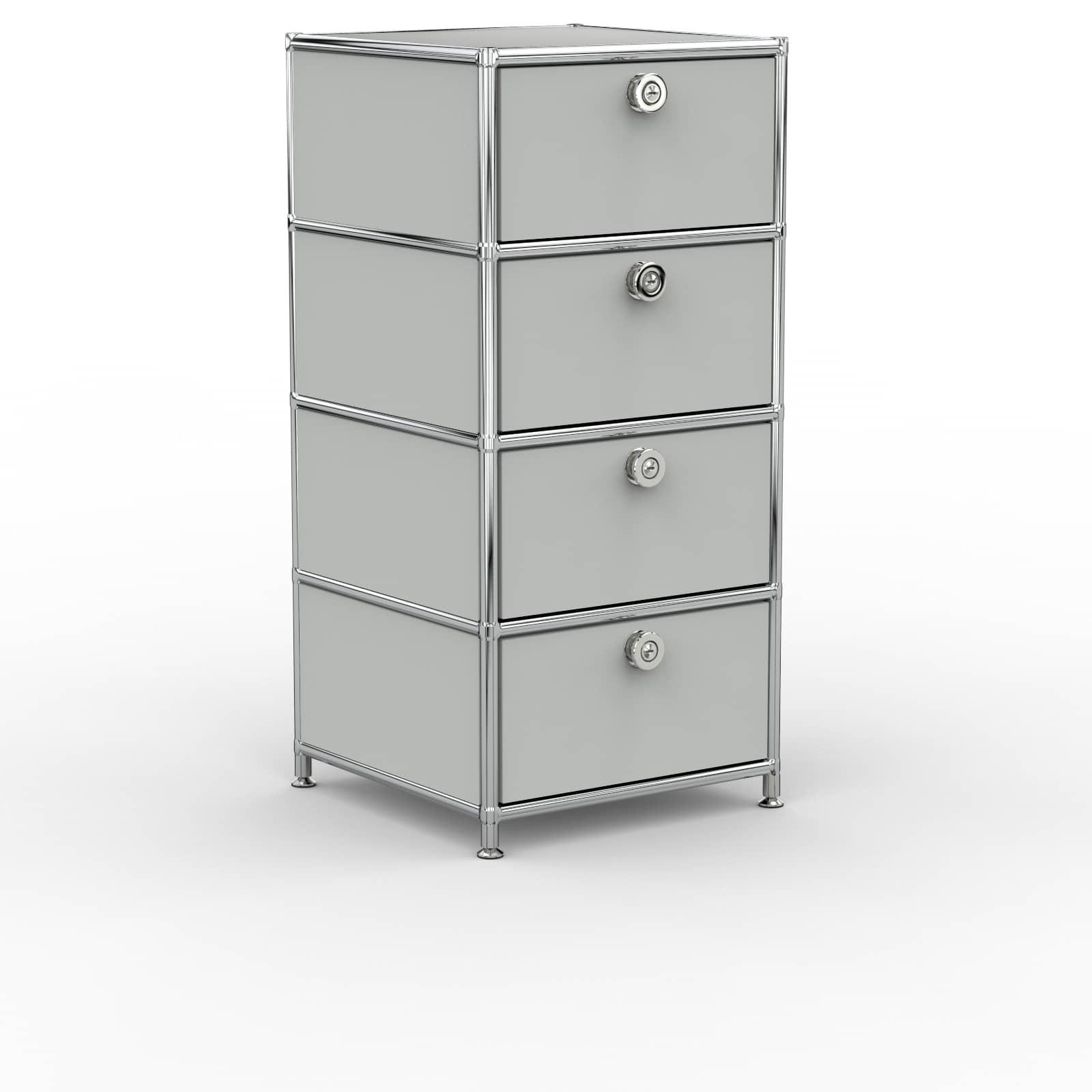 BÜRO-STANDCONTAINER, Metall, 40cm, 4 Schubladen, Lichtgrau - Chromfarben/Silberfarben, Metall (40/84.3/39.7cm) - Versee