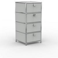BÜRO-STANDCONTAINER, Metall, 40cm, 4 Schubladen, Lichtgrau - Chromfarben/Silberfarben, Metall (40/84.3/39.7cm) - Versee