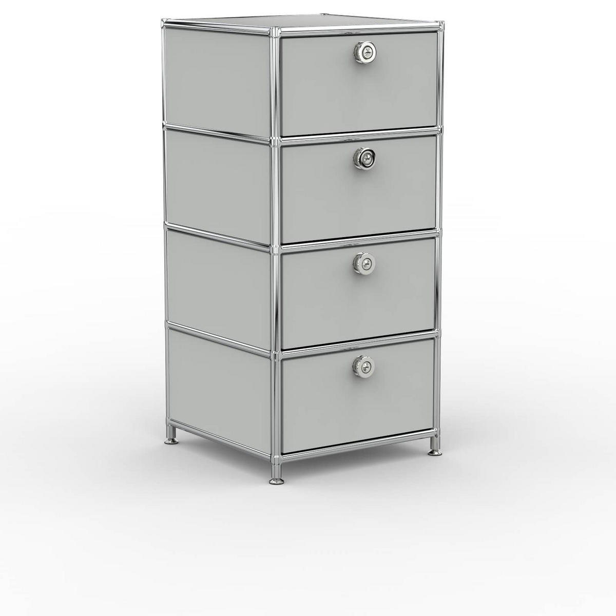 BÜRO-STANDCONTAINER, Metall, 40cm, 4 Schubladen, Lichtgrau - Chromfarben/Silberfarben, Metall (40/84.3/39.7cm) - Versee