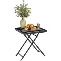 GARTENTISCH 70/70/72 cm klappbar mit Gitterdesign und Stahlkonstruktion, Schwarz - Schwarz, Metall (70/70/72cm) - Redom
