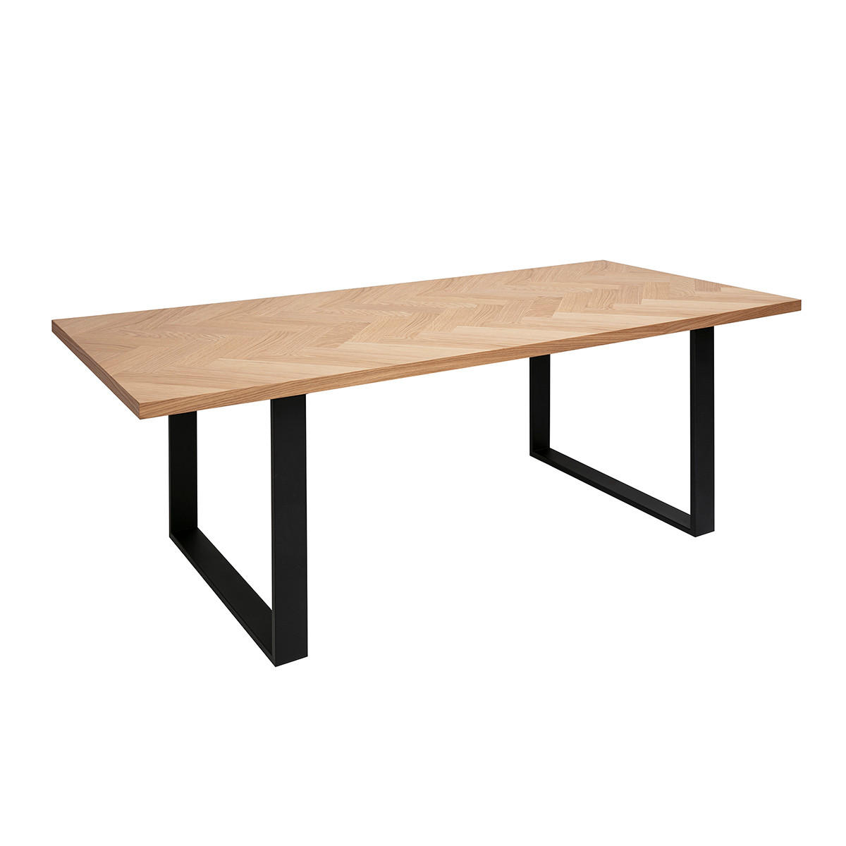 ESSTISCH Rechteck Eiche Metall Schwarz L200 MAGDA - Eiche Bianco, Holz (200/90/75.5cm) - Miliboo