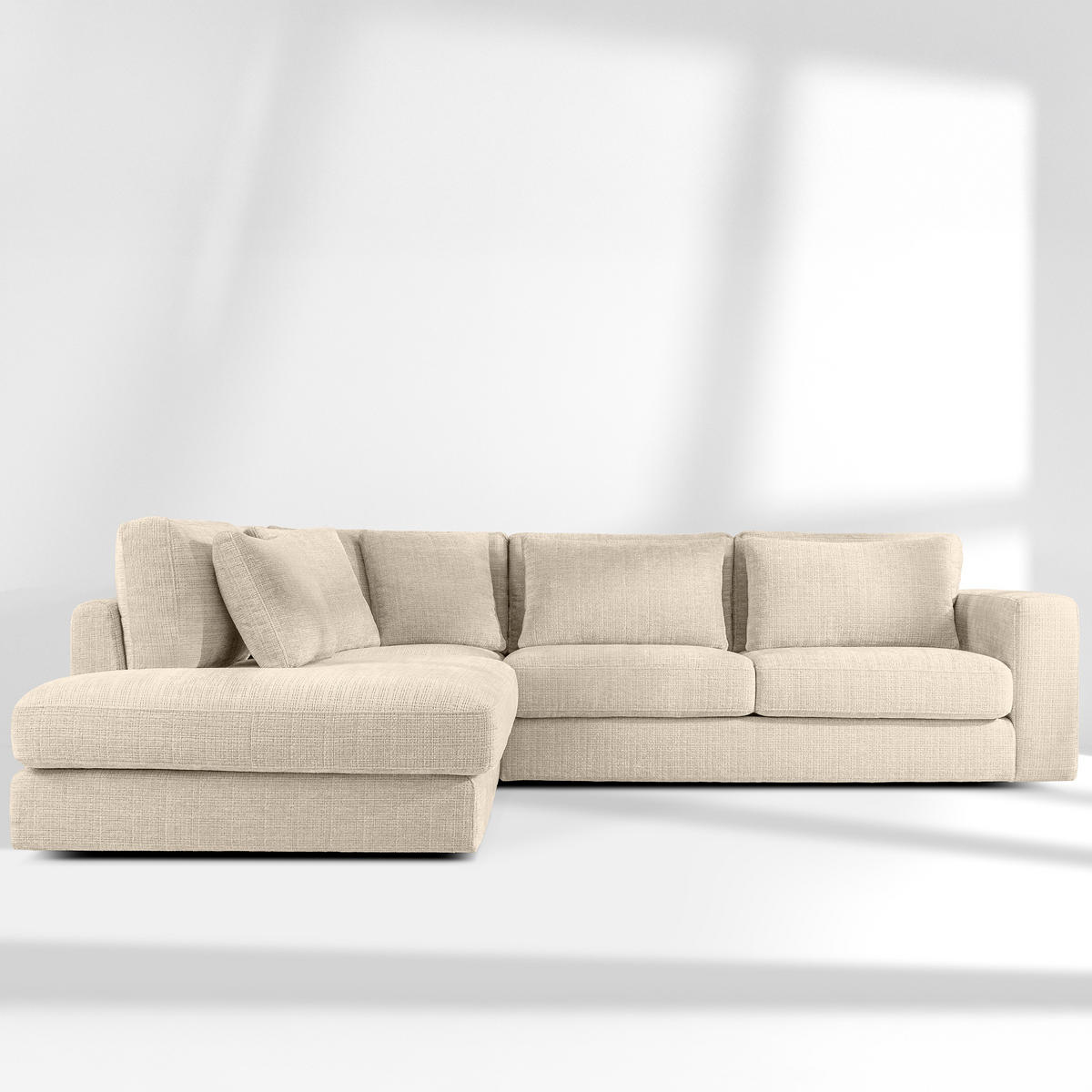 ECKSOFA links VERUS - Creme, Holz/Holzwerkstoff (297/248cm) - KONSIMO®