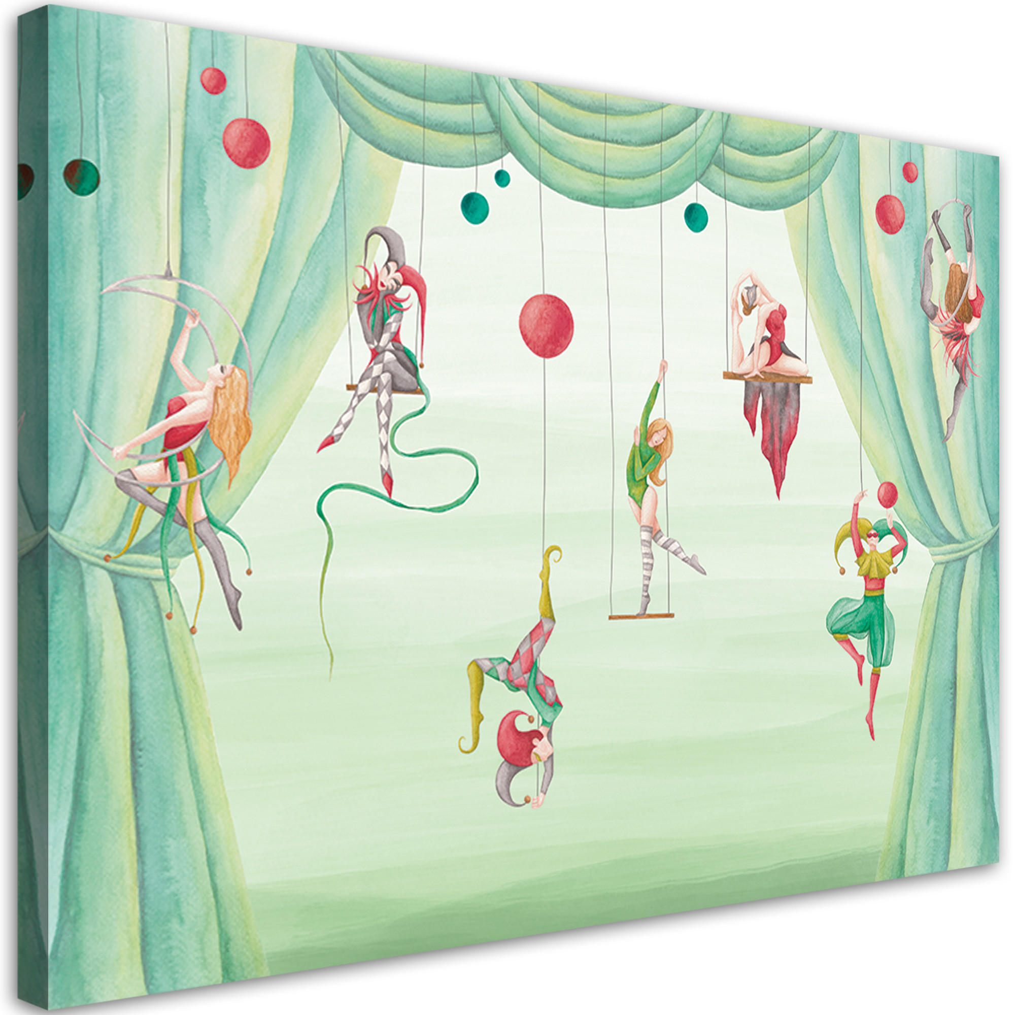 WANDBILD zirkusakrobat - Grün, Textil (60/40cm) - Feeby