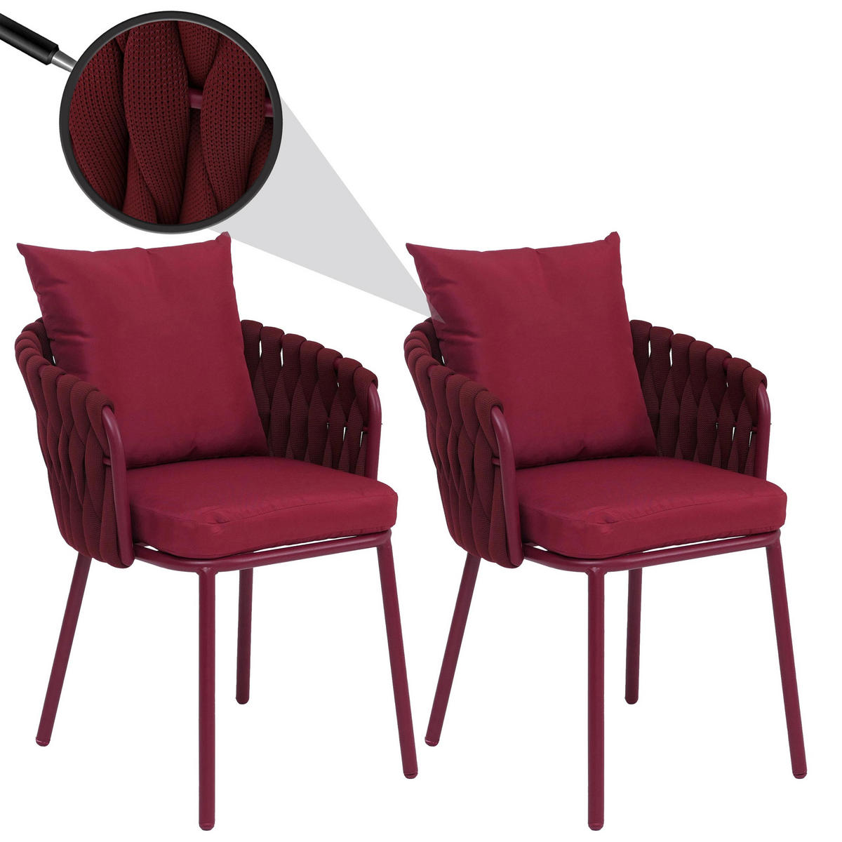 JEDÁLENSKÁ stolička Bordeaux - bordová, kov (56/71/57cm) - MCW