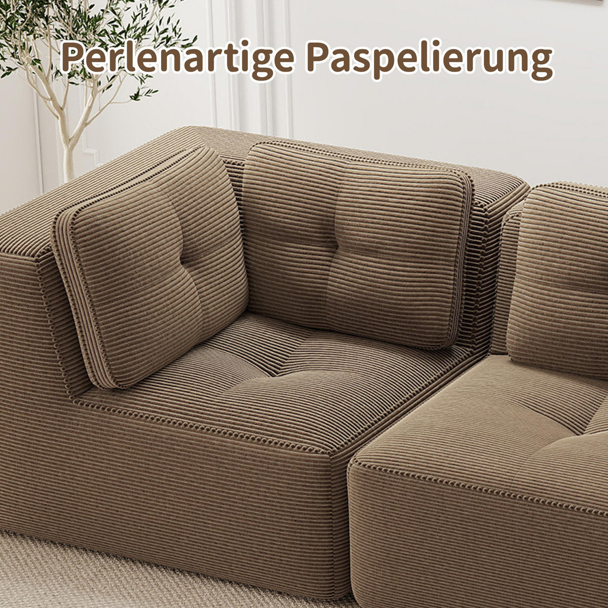 2-SITZER Sofa 208x104x69 cm aus Cordstoff rahmenlos modular, braun - Braun, Textil (104/69/208cm)