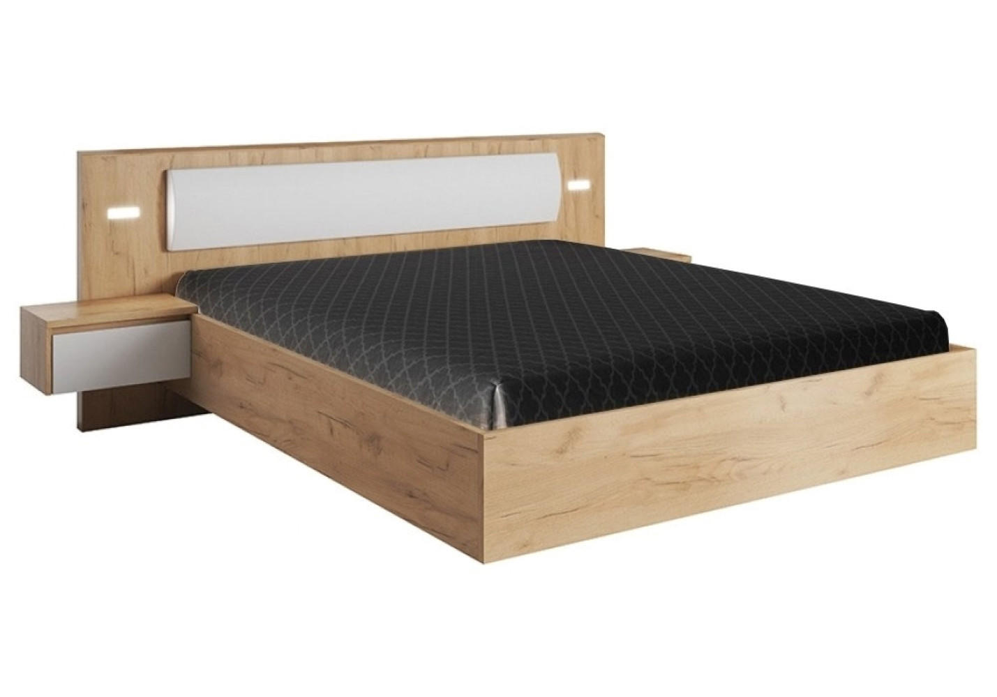 BETT Xelo G wildeiche gold / weiß 256 cm / 208 cm / 92 cm - Braun, Holz/Holzwerkstoff (160/200cm) - Feldmann-Wohnen