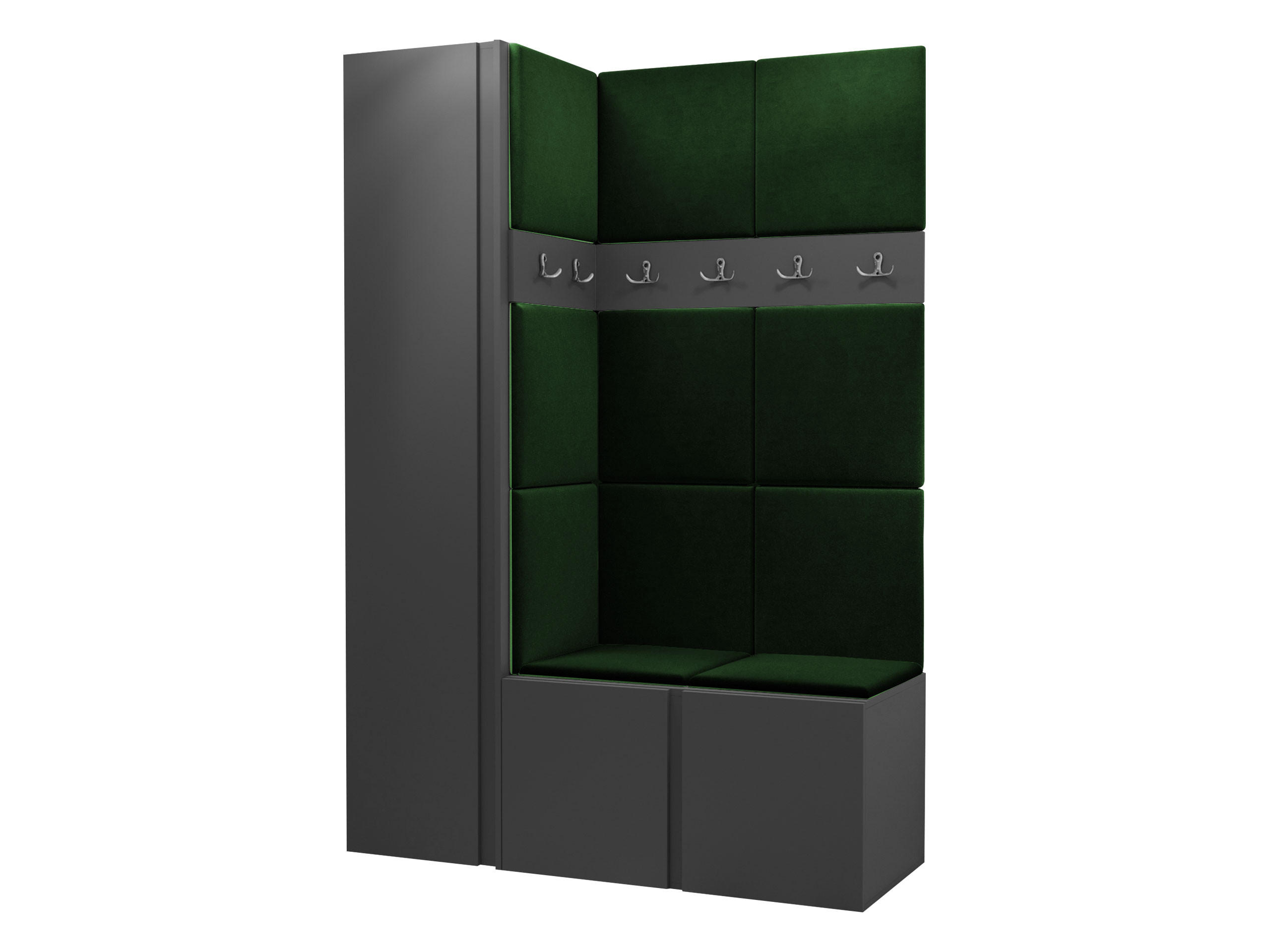 MOBILIER PENTRU HOL Orion IX - verde/grafit, material plastic/compozit lemnos (124/186/46cm) - MIRJAN24