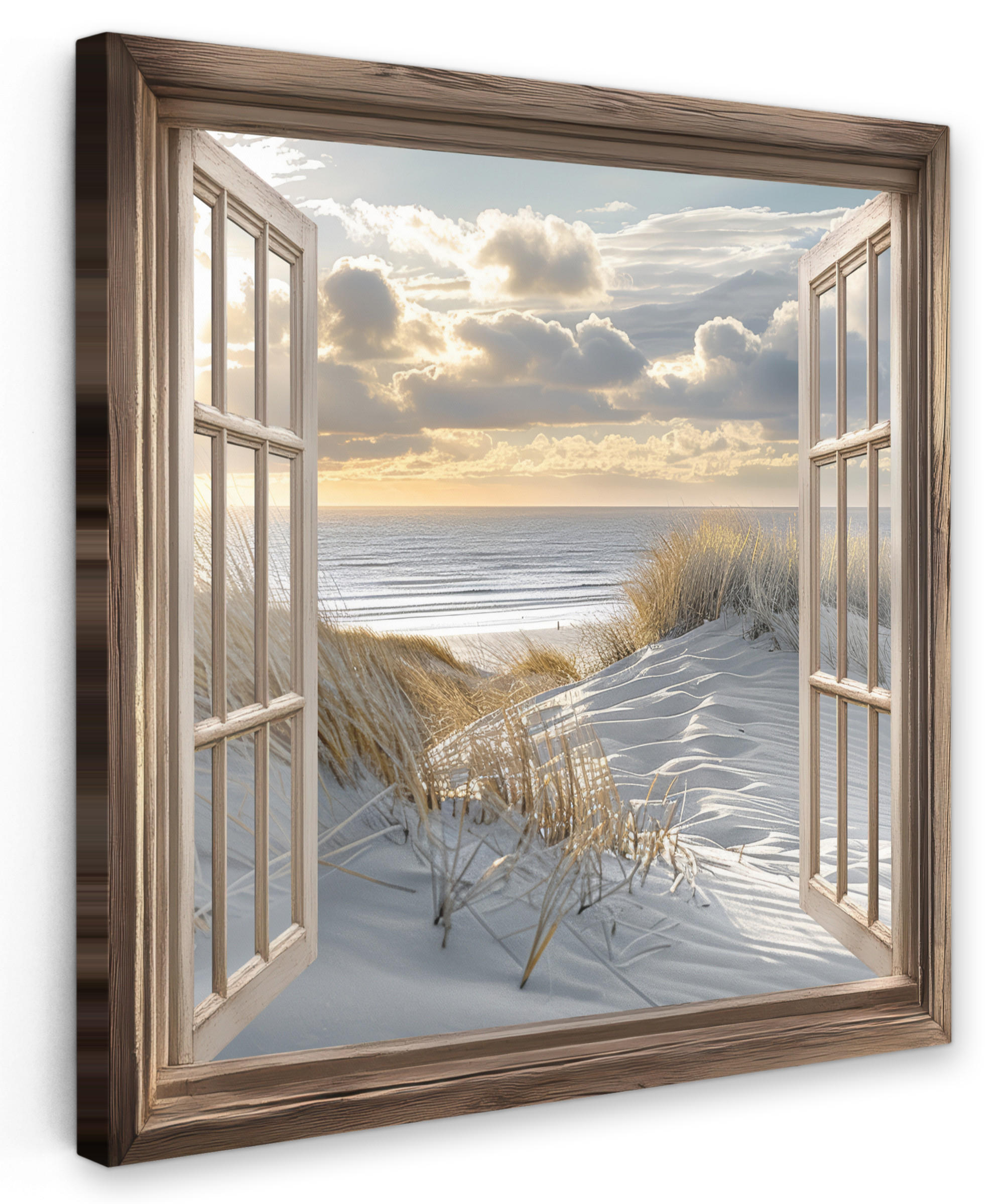 LEINWANDBILD Ausblick - Strand - Dünen - Meer - Natur 50x50 cm - Sandfarben, Textil (50/50cm) - MuchoWow