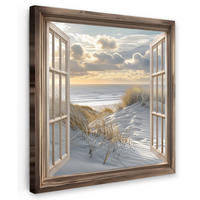 LEINWANDBILD Ausblick - Strand - Dünen - Meer - Natur 50x50 cm - Sandfarben, Textil (50/50cm) - MuchoWow