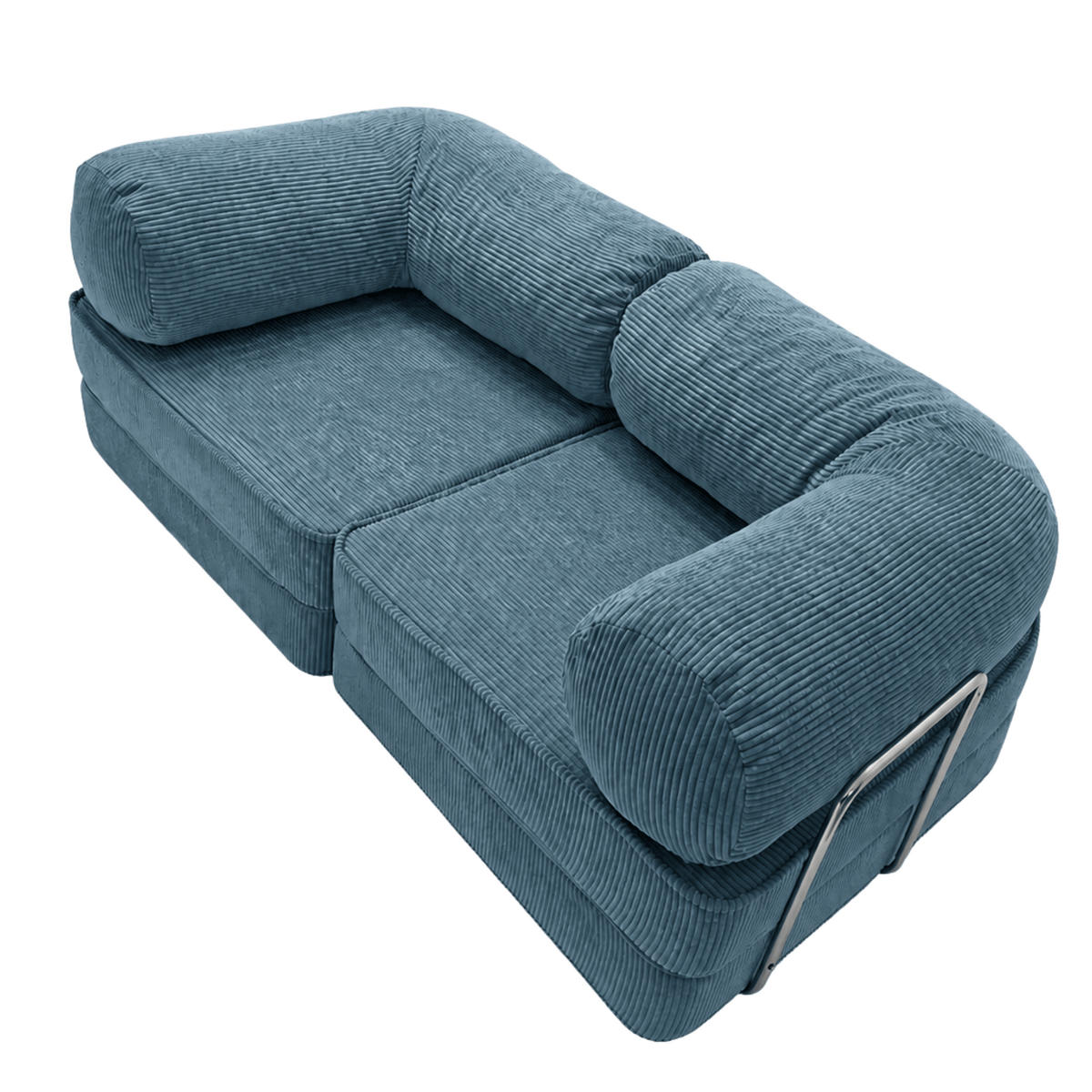 SOFA SURB Duo 100 Schlafsofa 2-Sitzer Tuerkis 200/100 cm - Türkis/Chromfarben, Textil/Metall (200/70/100cm) - SURB