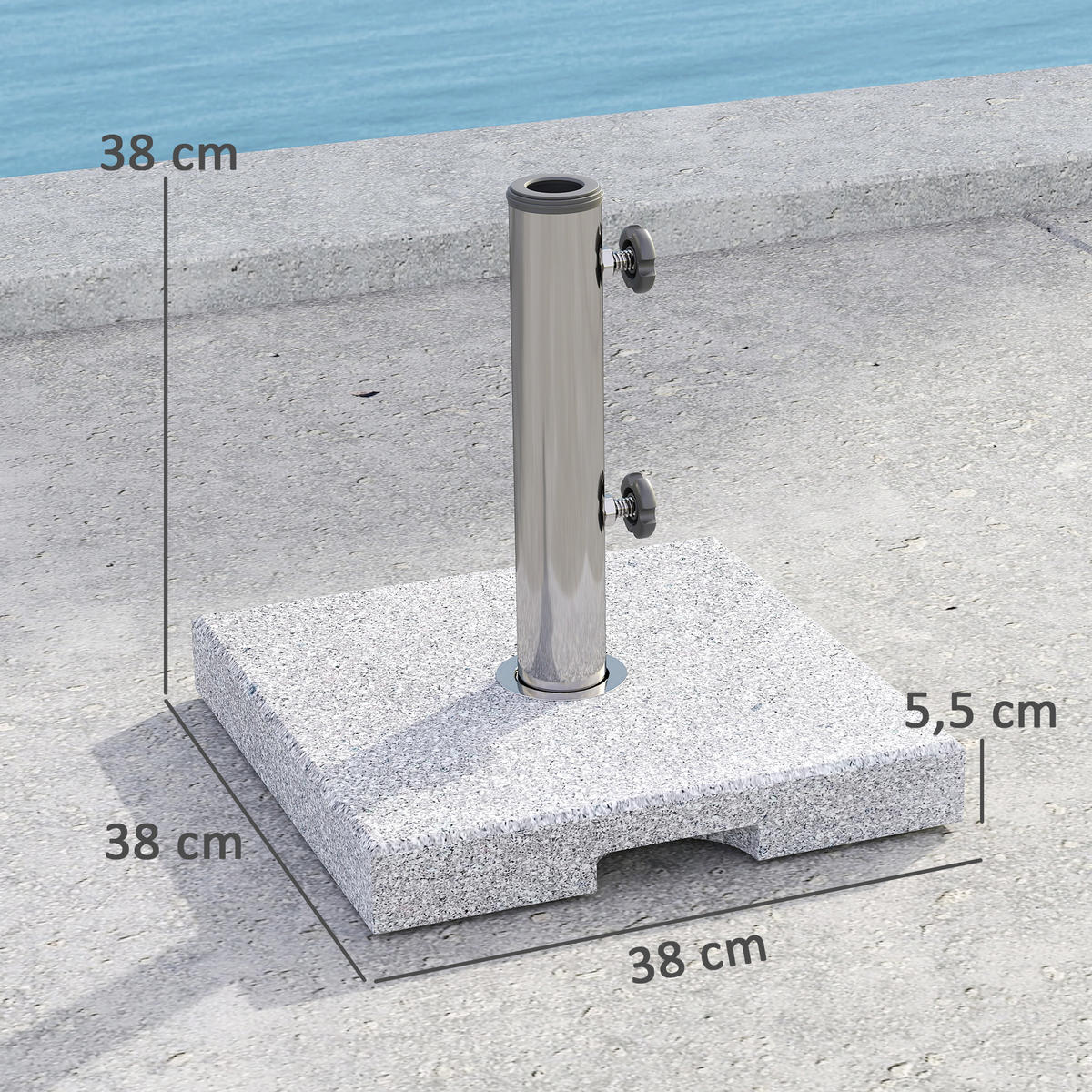 SONNENSCHIRMSTÄNDER aus Granit 21kg - Grau, Stein (38/38cm) - Outsunny