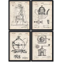 POSTER Set mit 4 Kaffeemaschine Vintage Patent Größe A4 Rahmenlos - Klar, Papier (21/1/29.7cm) - Nacnic