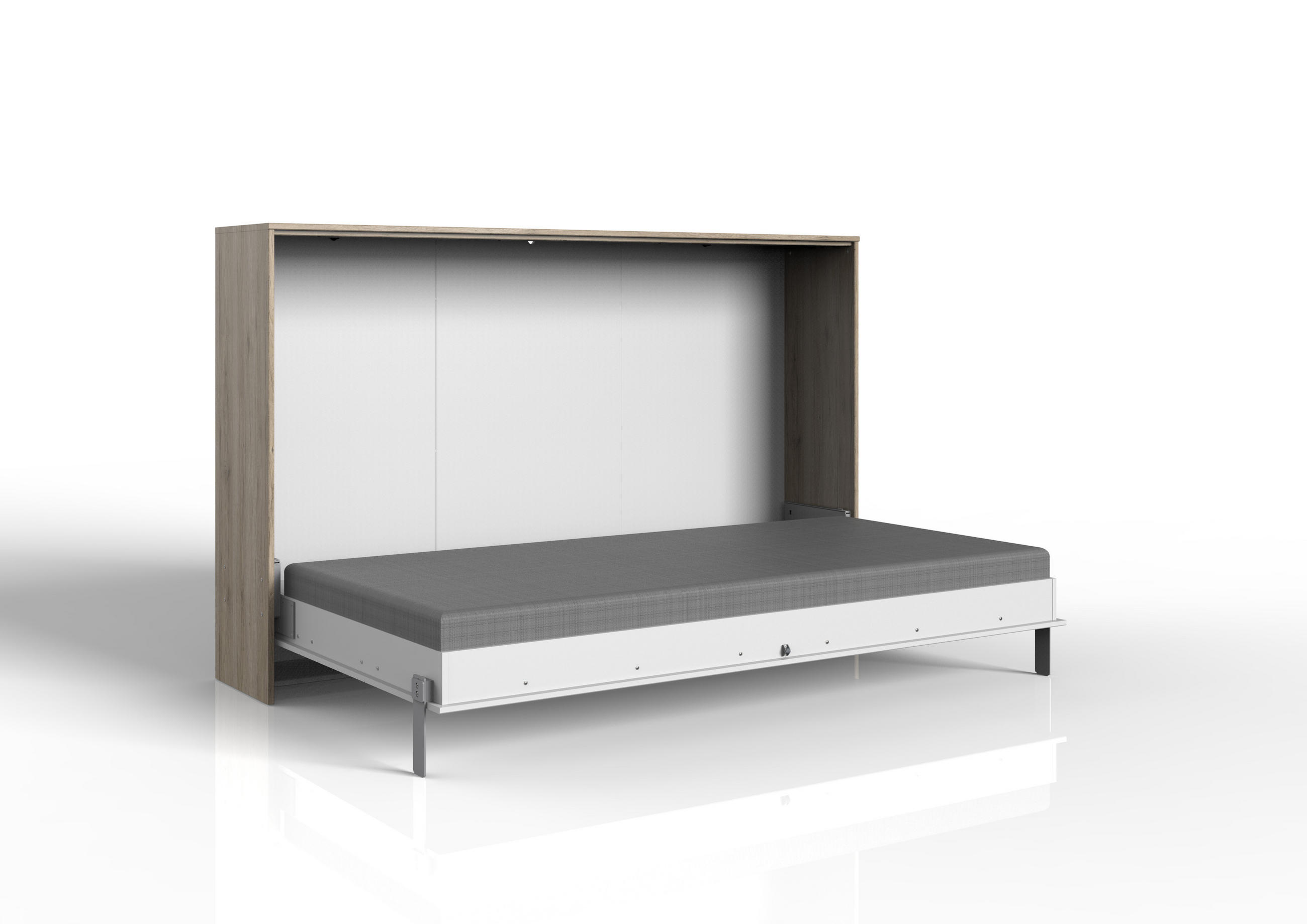KLAPPBETT Juist in Eiche San Remo und Weiß 120x200cm - Weiß/Braun, Holzwerkstoff (120/200cm)