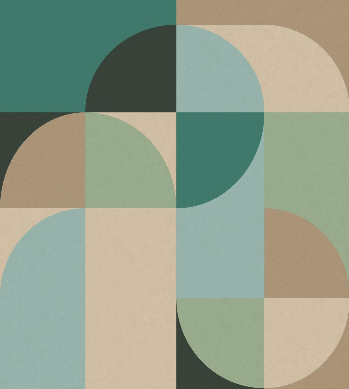 FOTOTAPETE Kreise im Bauhaus-Stil 250 x 279 cm - Grün, Papier (250/279cm) - ESTAhome